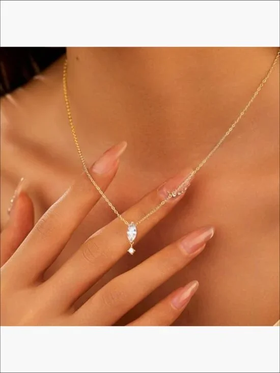 925 Sterling Silver 14K Gold Plated CZ Pendant Necklace Stackable Layered - Picture 2 of 7